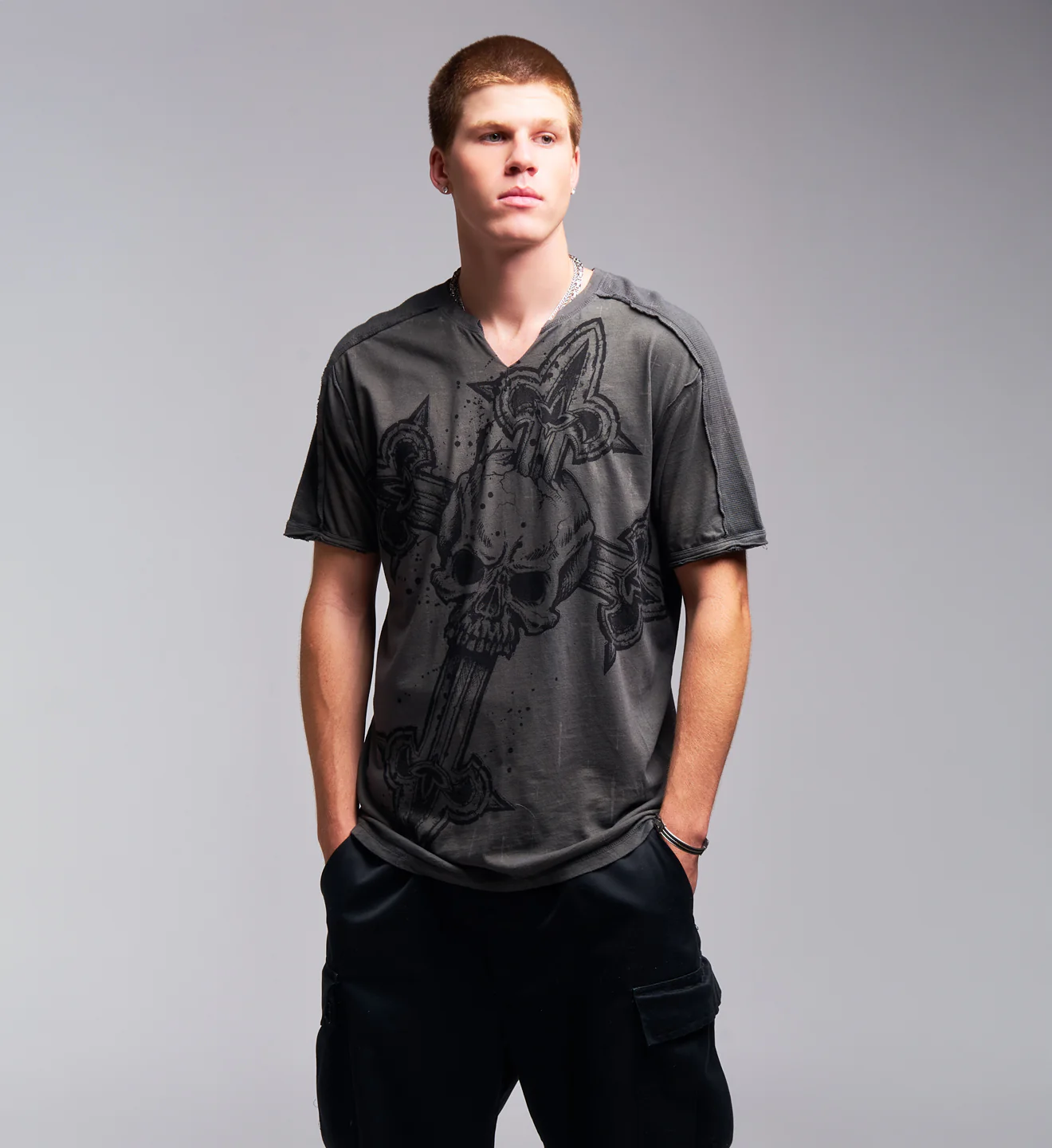 Cross Slit Neck Tee - Image 5